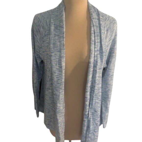 LOFT Blue Space Dyed Draped Cardigan Sweater Size Large - Picture 1 of 5